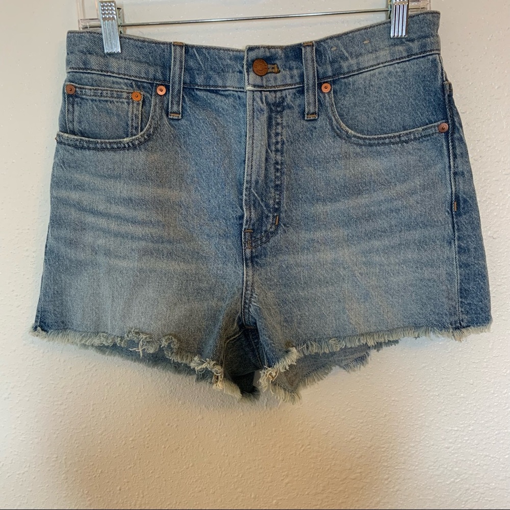 Madewell High Waist The Perfect Jean Shorts Blue Denim Size 28